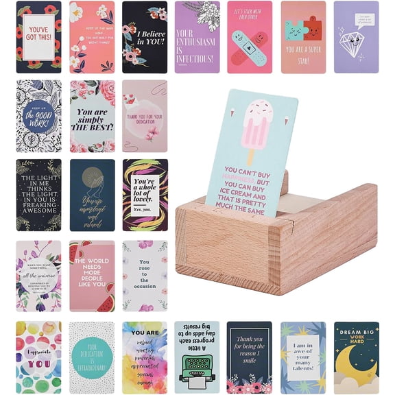 Mr. Pen- Encouragement Cards with Wooden Stand, 100 pcs Inspirational Cards, Motivational Cards
