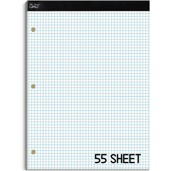 Mr. Pen- Engineering Paper, Graph Paper, 5x5 (5 Squares per inch), 8.5"x11", 55 Sheets, 3-Hole Punched