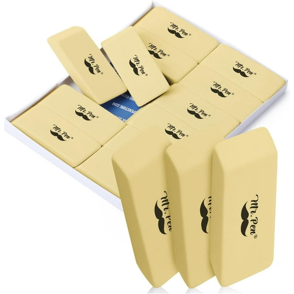 Mr. Pen- Erasers, 12 Pack, Yellow Pencil Eraser, Erasers for Pencils, Mr Pen Erasers, Erasers for All Occasions, Large Eraser