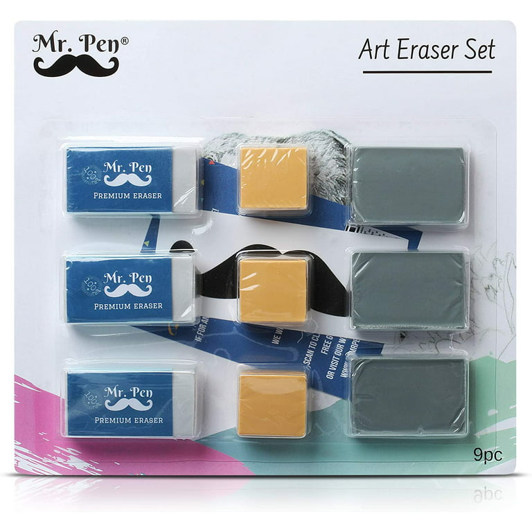Mr. Pen- Erasers, Art Eraser, Kneaded Eraser, Pack of 9, Pencil Erasers,  Gum Eraser, Drawing Supplies, White Eraser