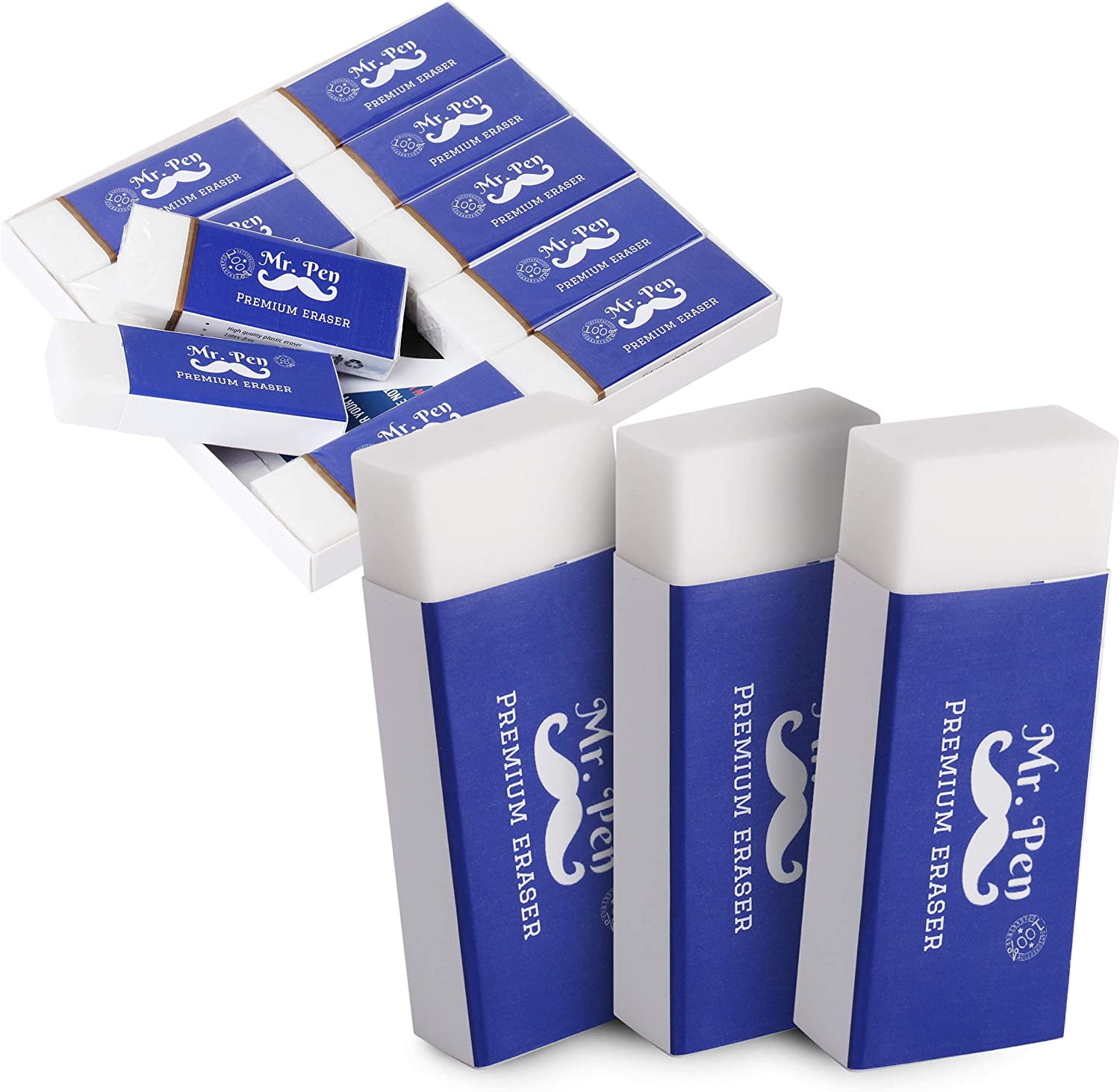 Mr. Pen Erasers, Pack of 10, Premium Eraser, Large White Eraser