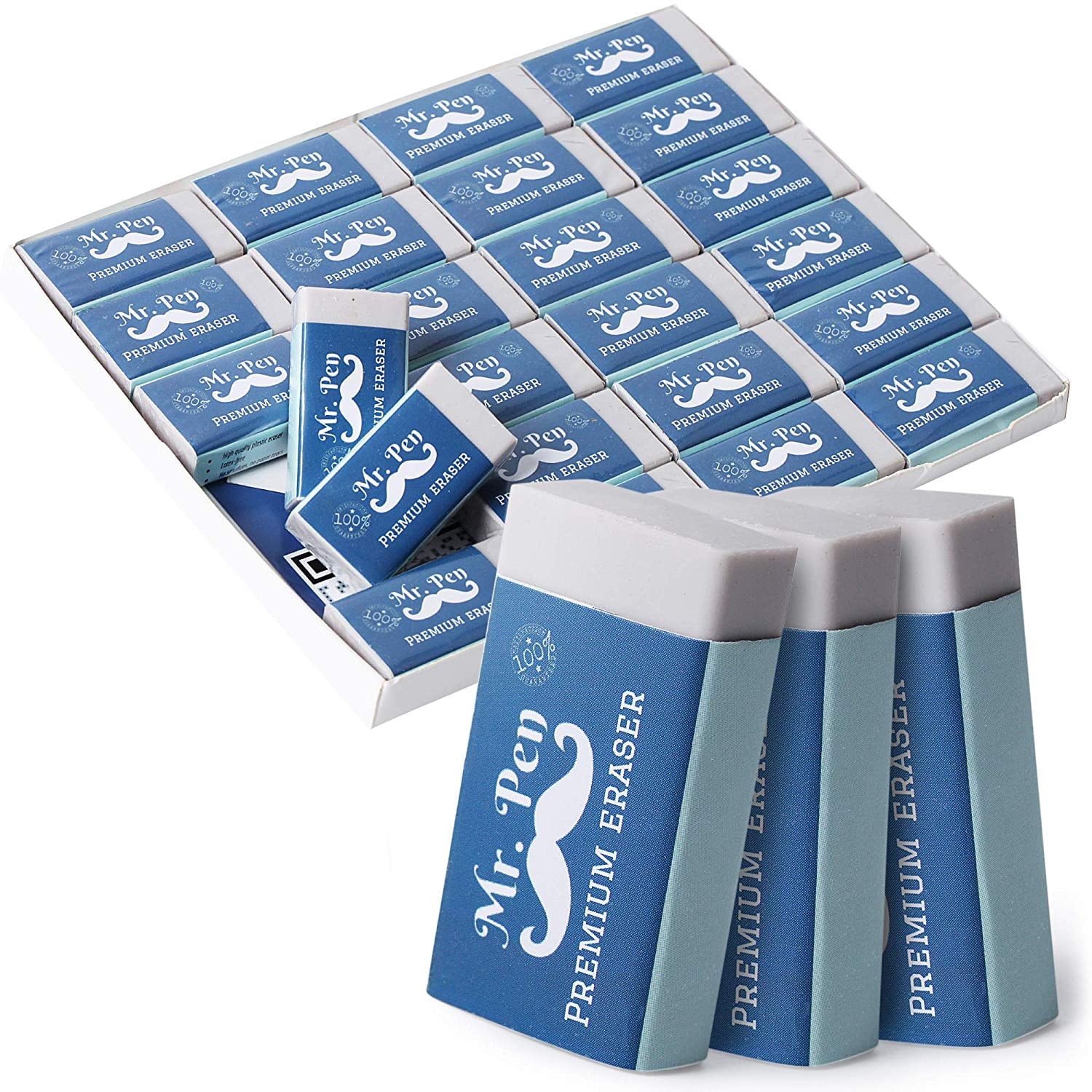 Premium Latex-Free Vinyl Rectangular Erasers, Pack of 24