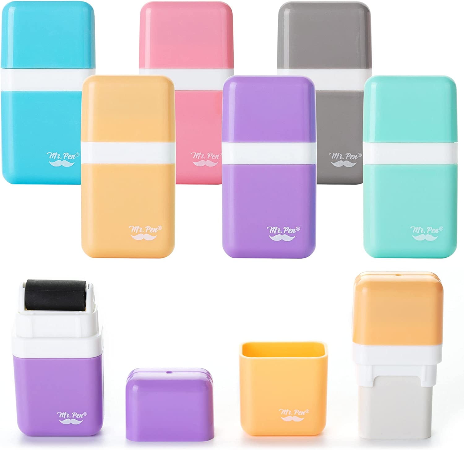 Mr. Pen Erasers for Kids, 6 Pack, Pastel Colors, Eraser with Cover and