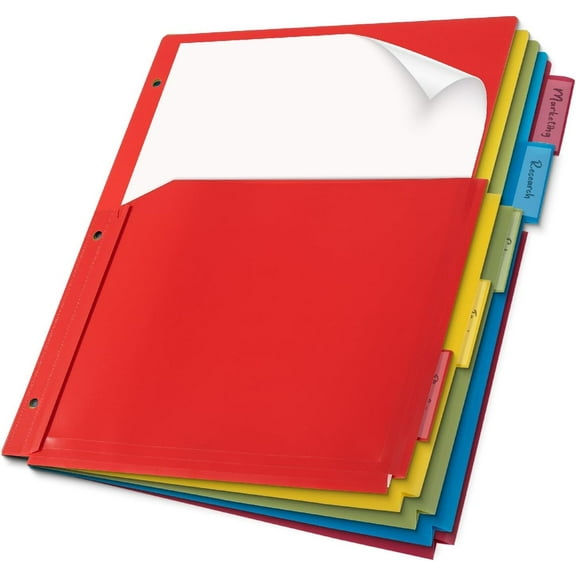 Mr. Pen- Expanding Binder Dividers with Pockets and Tabs, 5 Tabs, Colorful Dividers for 3 Ring Binder with Pockets