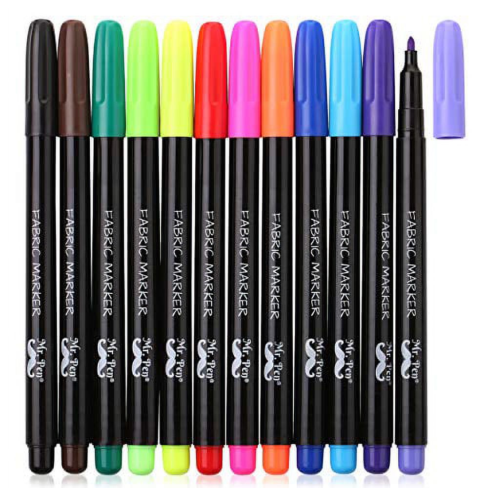 Mr. Pen Fabric Markers,12 Pack, Fabric Markers Permanent, Fabric Paint