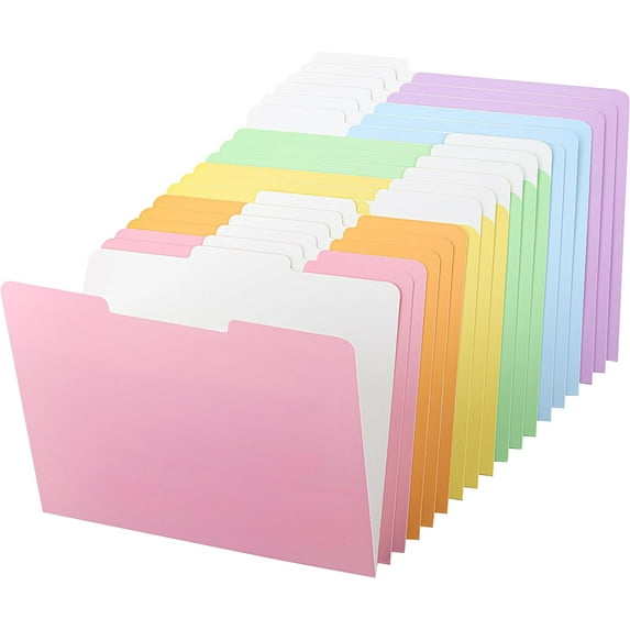Mr. Pen- File Folders, 18 Pack, Pastel Colors, 1/3-Cut Tab, File Folders Letter Size