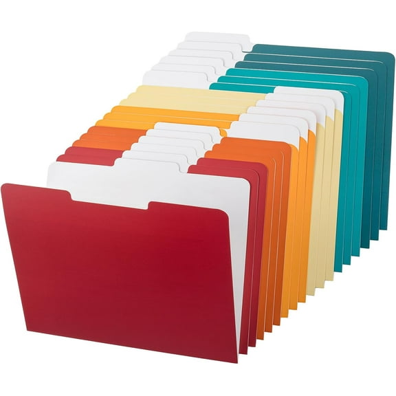 Mr. Pen- File Folders, 18 Pack, Retro Colors, 1/3-Cut Tab, File Folders Letter Size