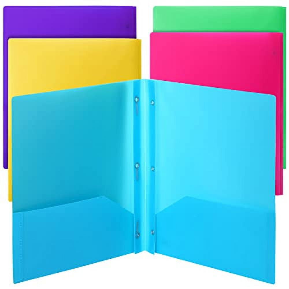 Mr. Pen Folders with Pockets and Prong, 5 Pack, Plastic, Pocket