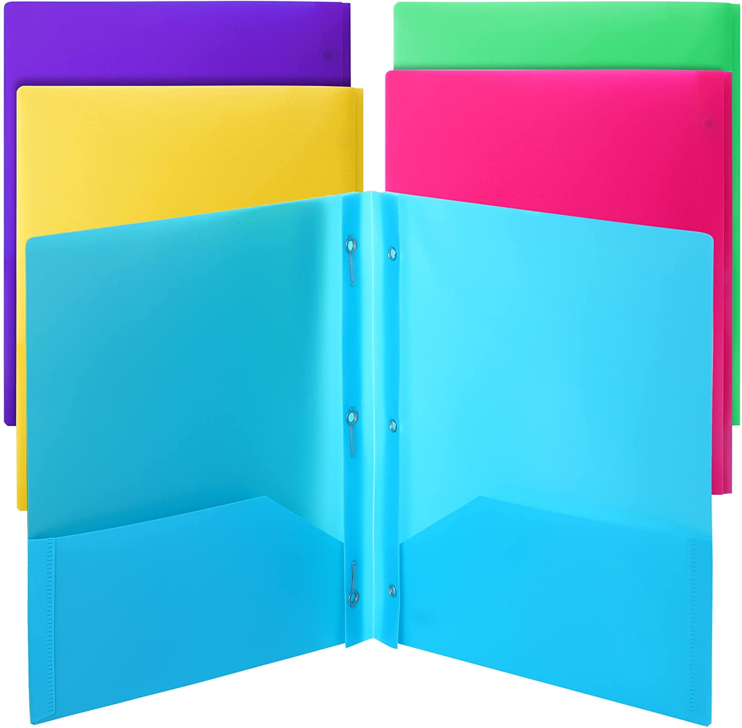 Mr. Pen Folders with Pockets and Prong, 5 Pack, Plastic, Pocket