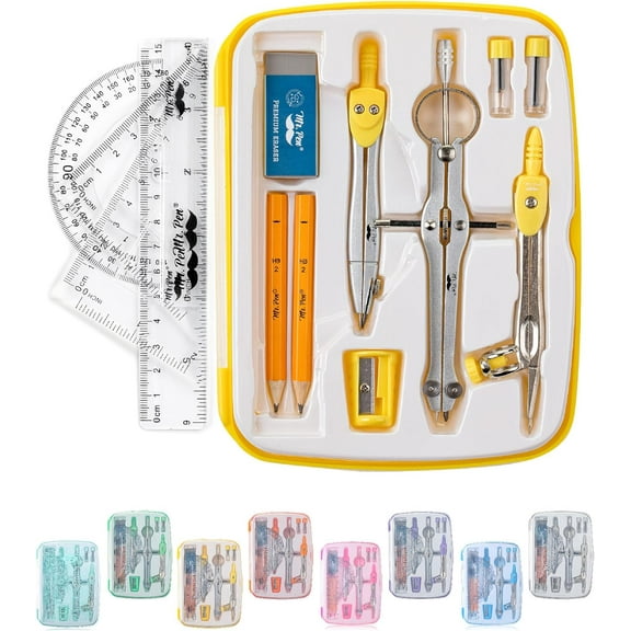 Mr. Pen- Geometry Set, 13 pcs, Compass for Geometry Compass, Geometry Kit Set with Shatterproof Storage Box