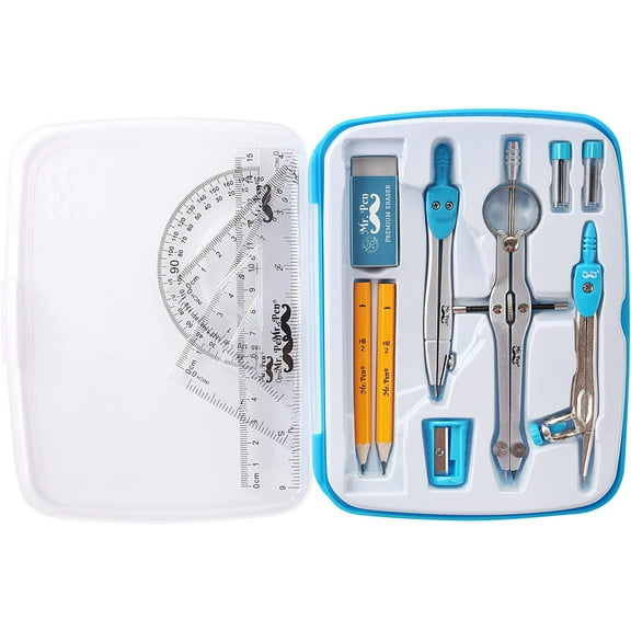 Mr. Pen- Geometry Set, 13 pcs, Geometry Kit Set with Shatterproof Storage Box, Geometry Kit, Drawing Tools