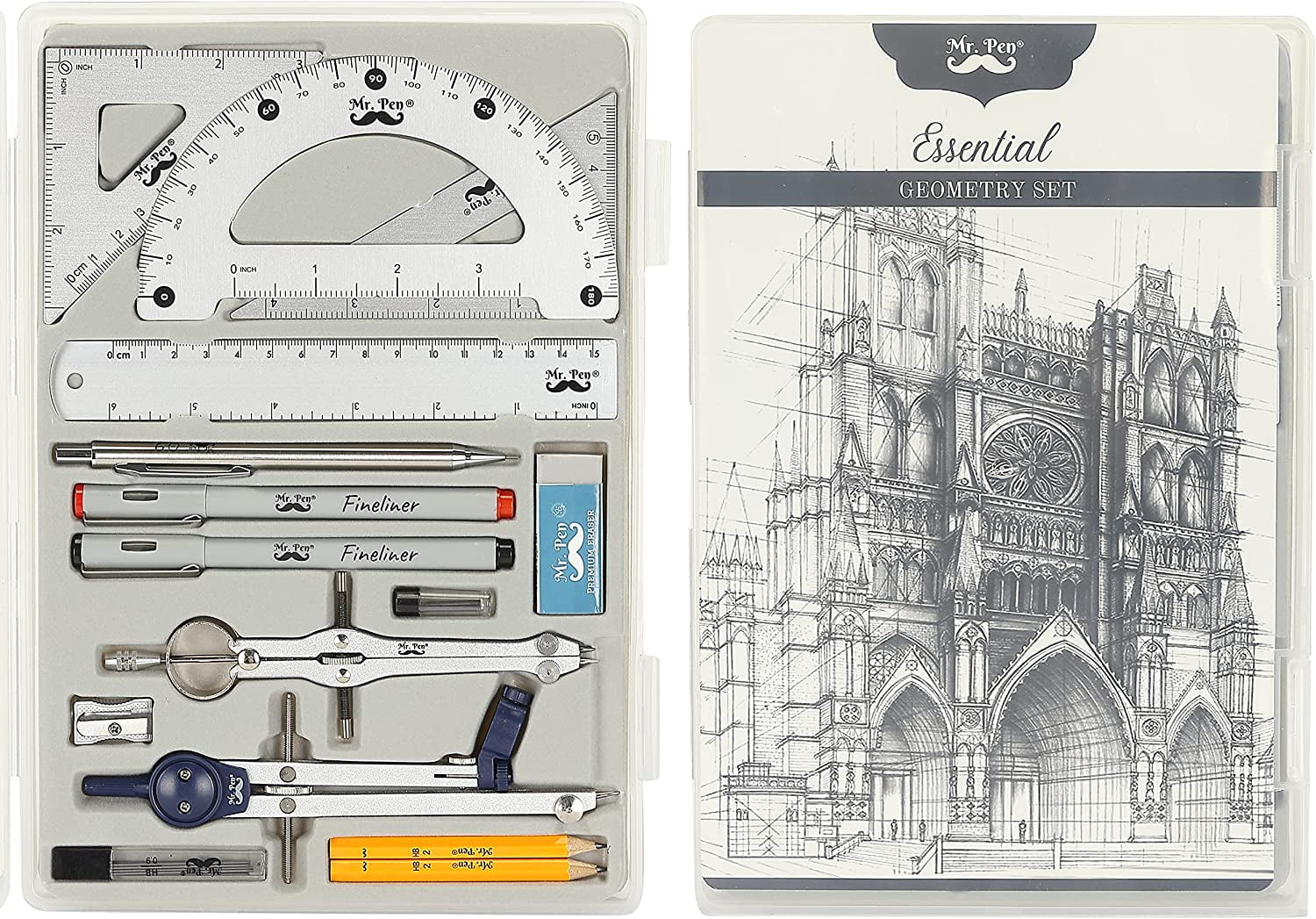 Mr. Pen Geometry Set, 15 pcs, Geometry Kit Set with Shatterproof