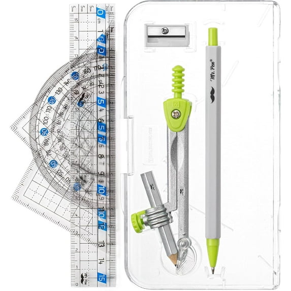 Mr. Pen- Geometry Set, 7 pcs, Compass for Geometry Compass Math, Geometry Kit with Storage Box, Math Compass