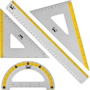 Mr. Pen- Geometry Set, Yellow Stripes, 4 Pack, Metal Geometry Kit, Triangle Ruler, Metal Ruler, Drafting Triangles, Metal Protractor, Metal Set Square, Drafting Ruler, Drafting Set