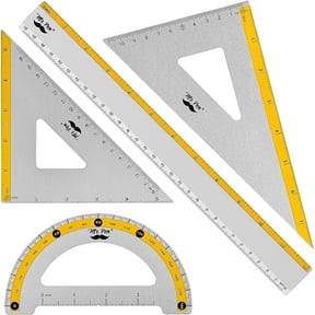 Mr. Pen- Geometry Set, Yellow Stripes, 4 Pack, Metal Geometry Kit, Triangle Ruler, Metal Ruler, Drafting Triangles, Metal Protractor, Metal Set Square, Drafting Ruler, Drafting Set