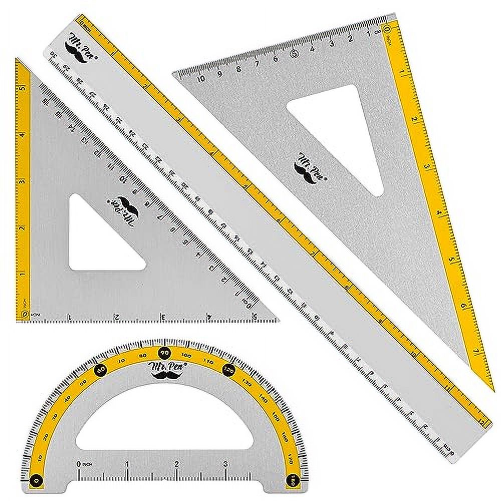 Mr. Pen Geometry Set, Yellow Stripes, 4 Pack, Metal Geometry Kit