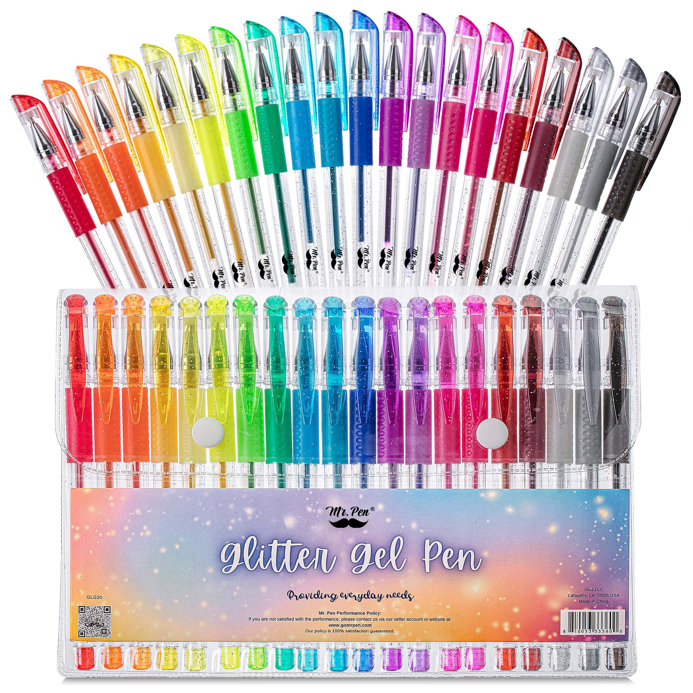 Mr. Pen- Glitter Gel Pens, Assorted Color, 20 Pack, Glitter Pen, Glitter Gel Pens for Adult Coloring