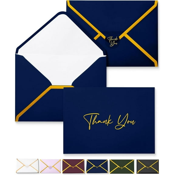 Mr. Pen- Gold Foil Blank Thank You Cards with Envelopes, 20 Pack, 4x6, Navy Blue