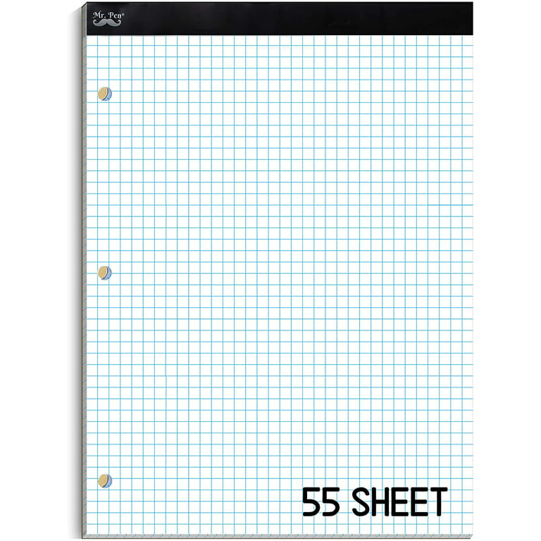 Mr. Pen- Graph Paper, Grid Paper Pad, 4x4 (4 Squares per inch), 8.5 inchx11 inch, 55 Sheets, 3-Hole Punched, Grid Paper, Graph Paper Pad, Graphing
