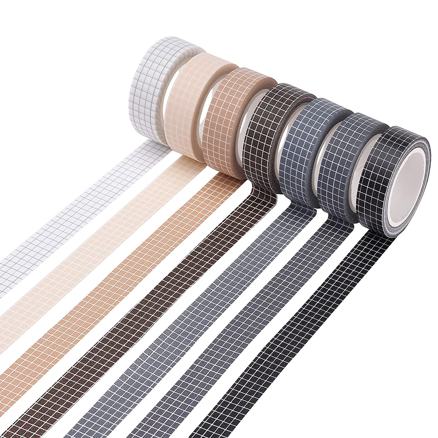 Mr. Pen- Grid Washi Tape Set, 7 Rolls, 0.6, Washi Tape for