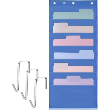 Mr. Pen- Hanging Wall File Organizer, 6 Pocket, Blue, 3 Overdoor Hangers Included, Over The Door File Organizer, Hanging Folder Organizer