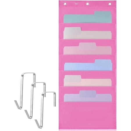 Mr. Pen- Hanging Wall File Organizer, 6 Pocket, Pink, 3 Overdoor Hangers Included, Over The Door File Organizer, Hanging Folder Organizer