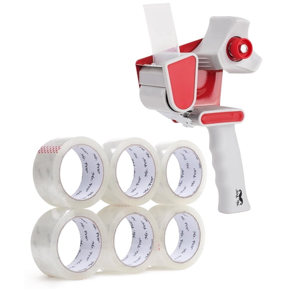 Mr. Pen- Heavy Duty Packing Tape, 1.88" Wide, 60 Yard, 6 Pack With 1 Dispenser Gun, 2 Inch, Clear Packaging Tape for Moving Boxes