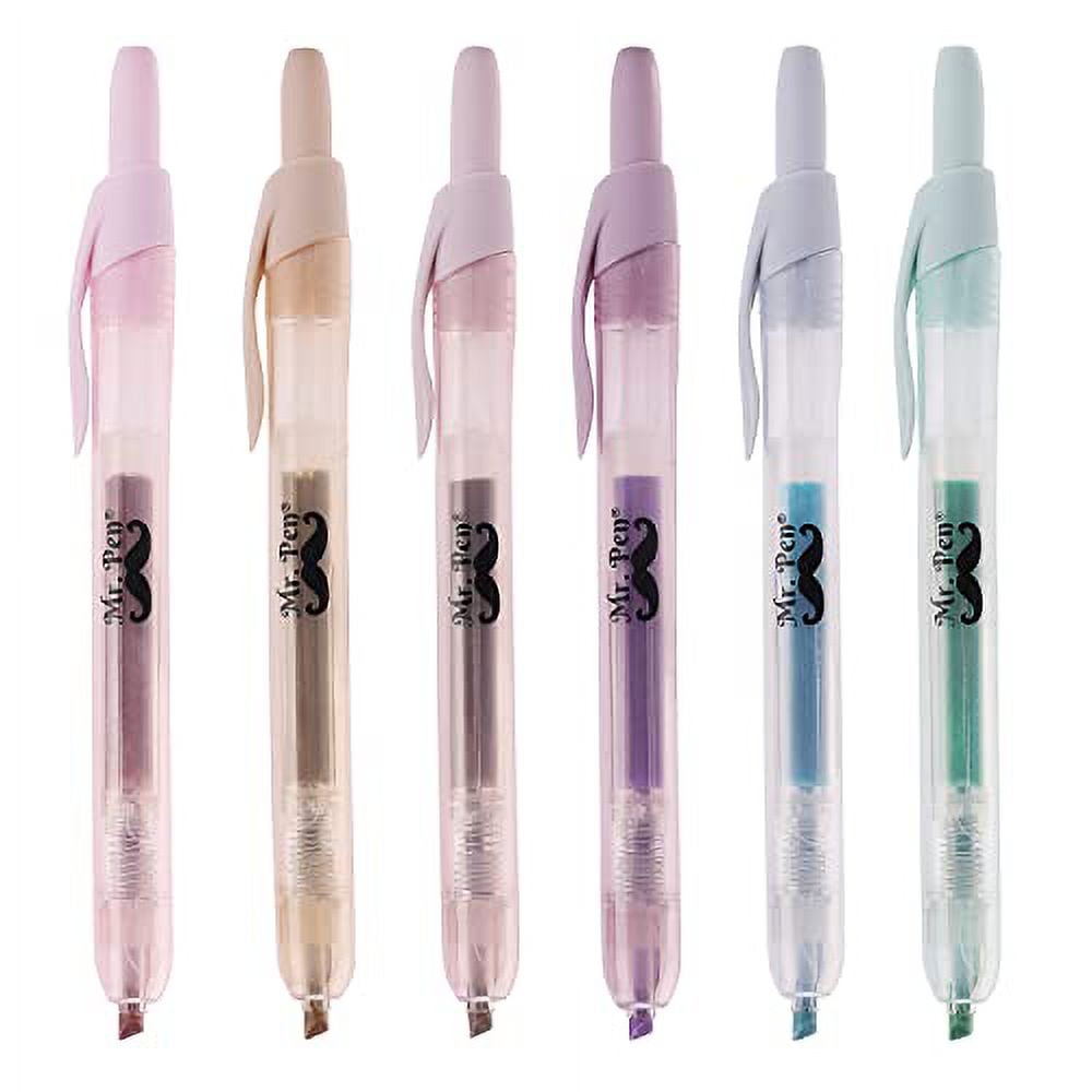 Mr. Pen Highlighters, 6 Pack, Pastel Colors, Retractable Highlighters
