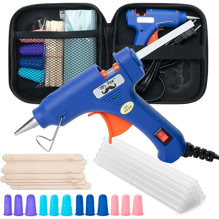 Mr. Pen– Hot Glue Gun Kit, Hot Melt Glue Gun Mini with 20pcs Glue Gun Sticks  and 20Wood Craft Sticks and 8Finger Protector 