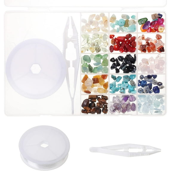 Mr. Pen- Irregular Gemstone Beads, 240 Pcs, 15 Styles Stone Beads, Stones for Jewelry Making