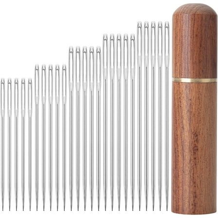Mr. Pen- Large Eye Needles for Hand Sewing, 50 pcs, Assorted Sizes with Wooden Storage Tube, Sewing Needles, Needles for Sewing, Embroidery Needles for Hand Sewing, Big Eye Hand Sewing