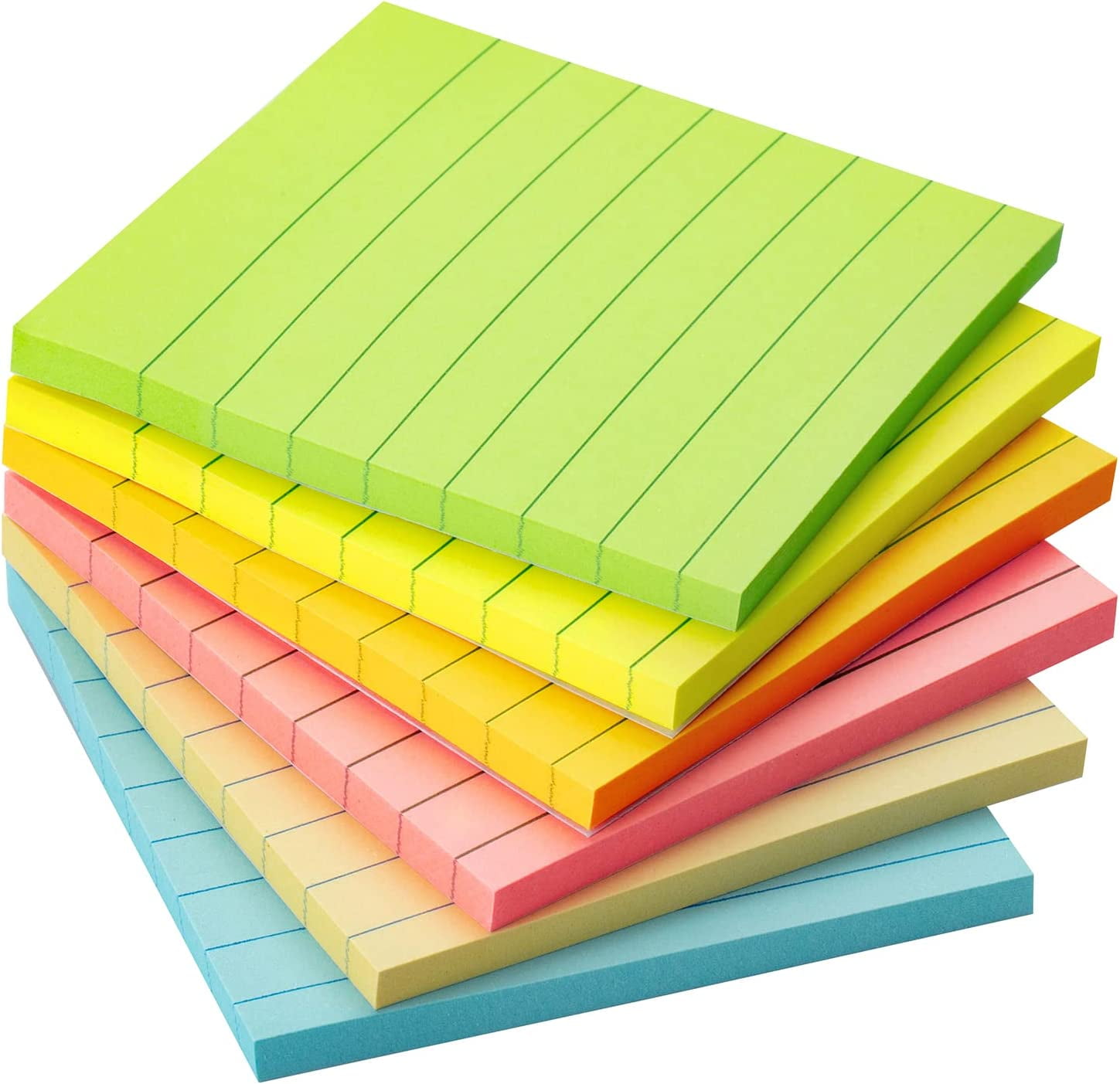 Mr. Pen Lined Sticky Note Pads, 3x3, 6 Pads, 45 Sheets/Pads, Pastel