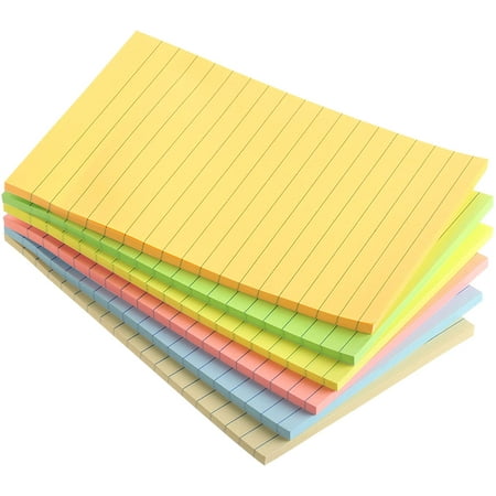 Mr. Pen- Lined Sticky Notes 4x6, 6 Pads, 45 Sheets/Pad, Pastel, Sticky Notes with Line