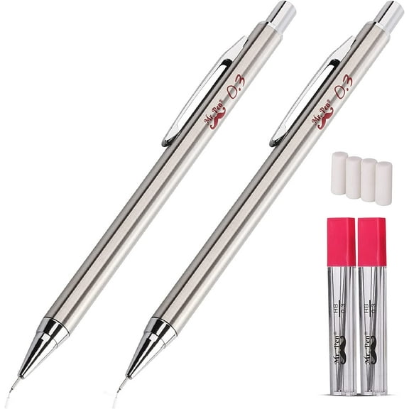 Mr. Pen MK 03 Erase Click Mechanical Pencils with Accessories Included, 0.3mm, 2 Count