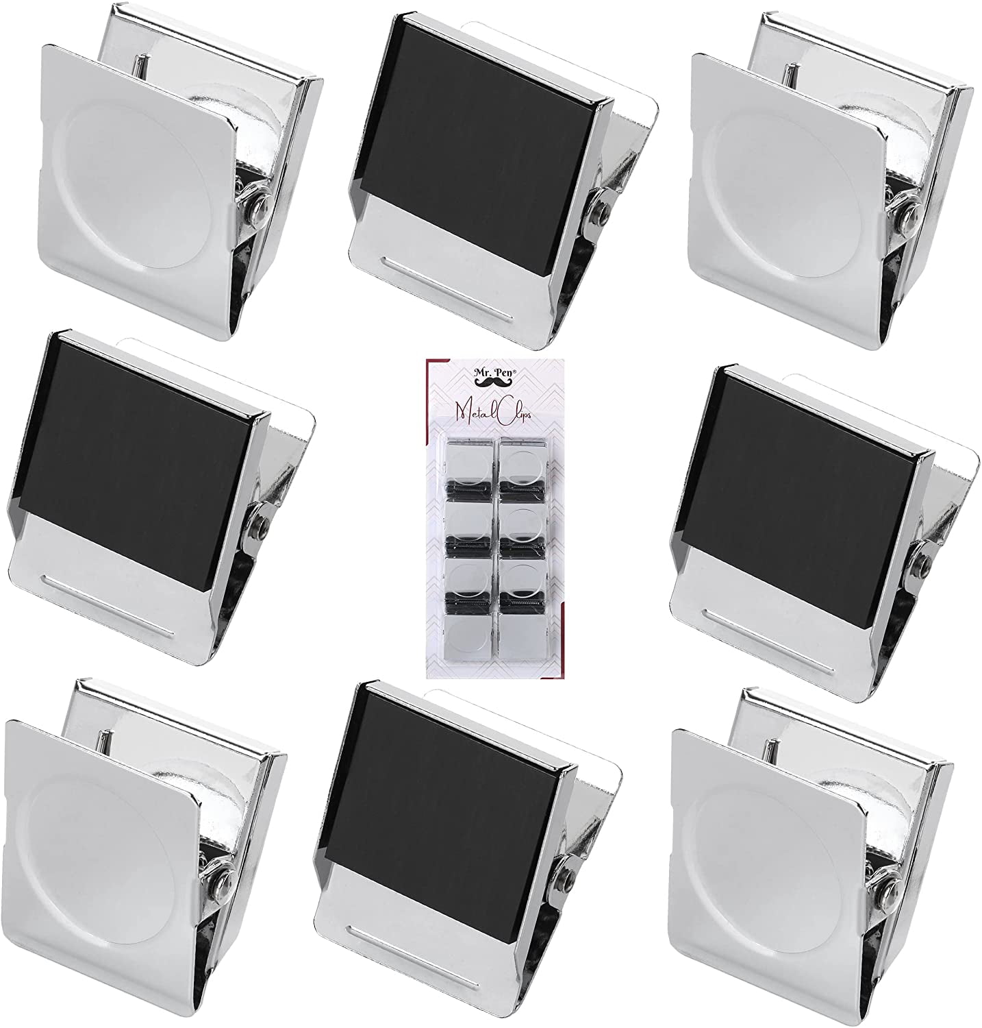 Mr. Pen- Magnetic Clips, 8 Pack, Silver, 1.2 Inch, Metal Clips, Refrigerator Magnets, Magnet Clips, Fridge Magnet Clips, Magnetic Clips for Refrigerator