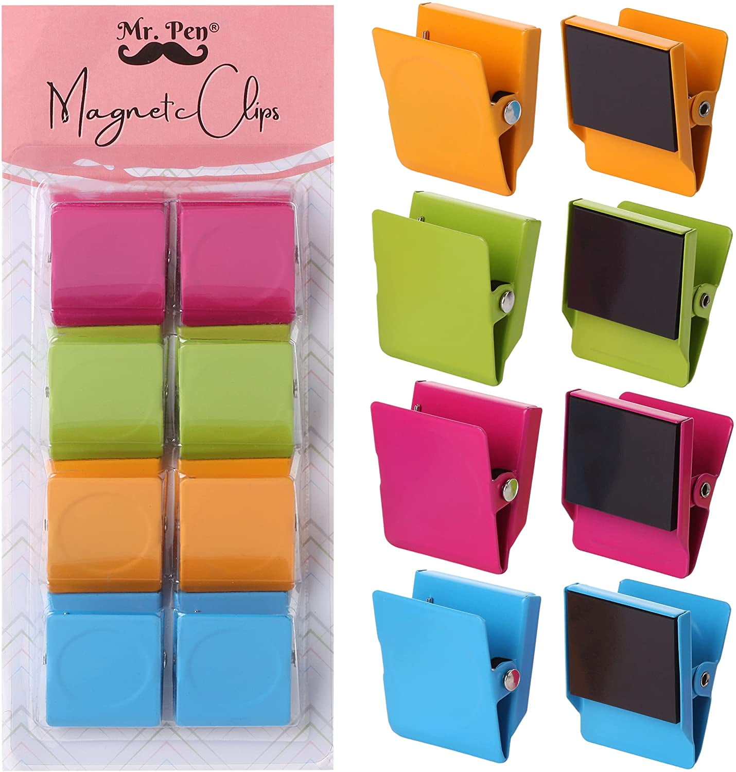 Mr. Pen- Strong Magnetic Clips, 8 pcs, Assorted Colors, 1.2”, Office ...