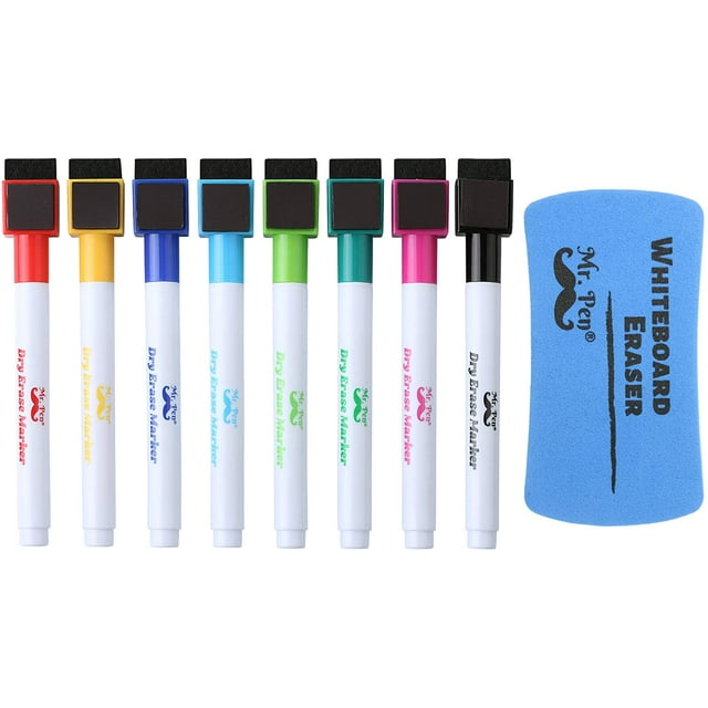 Mr. Pen Dry Erase Markers, 8 Pack with 1 Dry Erase Eraser