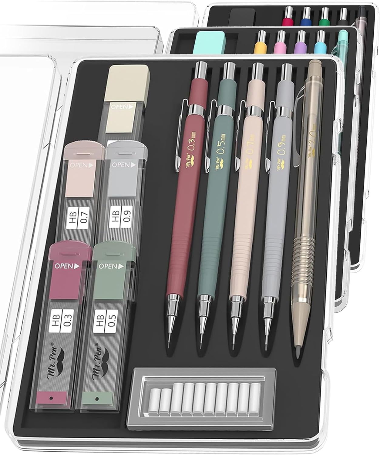 Mr. Pen Mechanical Pencil Set with Leads and Eraser Refills, 5 Sizes