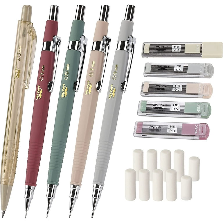 Mr. Pen- Mechanical Pencil Set with Leads and Eraser Refills, 5 Sizes -  0.3, 0.5, 0.7, 0.9 and 2 Millimeters