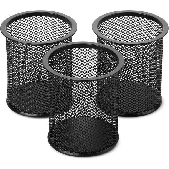 Mr. Pen- Mesh Pen Holder, 3pcs, Pen Holder, Pencil Cup Holder, Black Pen Holder, Pen Cups, Metal Pencil Holder