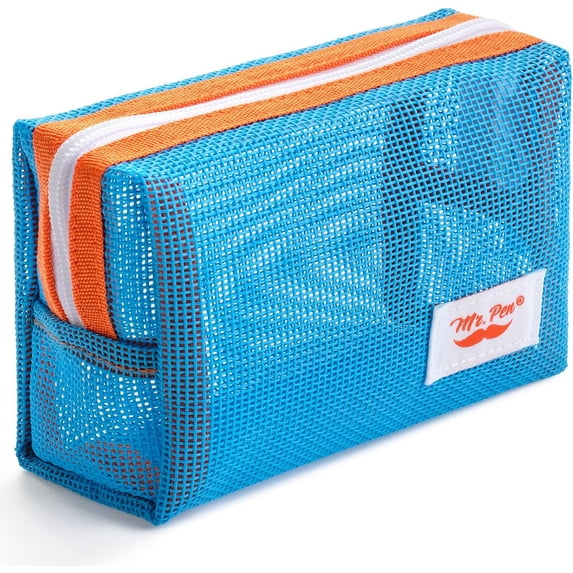 Mr. Pen- Mesh Pencil Case, Blue, Mesh Zipper Pouch Bags, Mesh Bags with Zipper Pouches for Organization, Small Makeup Bag