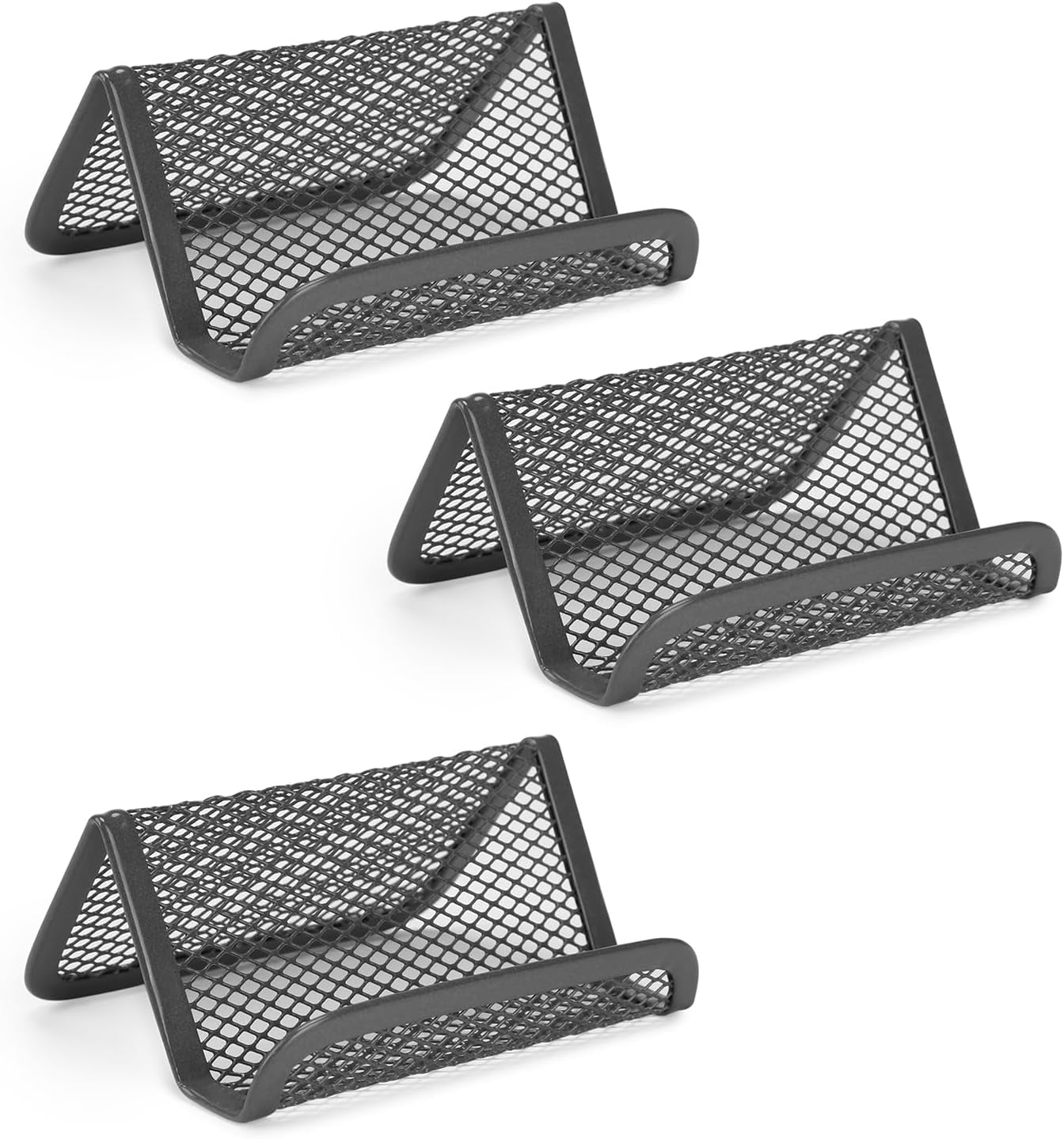 Mr. Pen Metal Mesh Business Card Holders, 3 Pack, Grey, Business Card