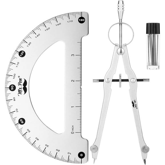 Mr. Pen- Metal Protractor and Metal Compass Set, Compass for Geometry, Geometry Set