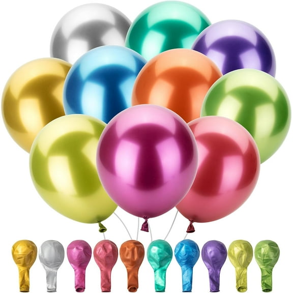 Mr. Pen- Metallic Balloons, 12 Inch, 100 Pack, Colorful Balloons Metallic, Balloons for Birthday Party, Balloon Arch Balloons
