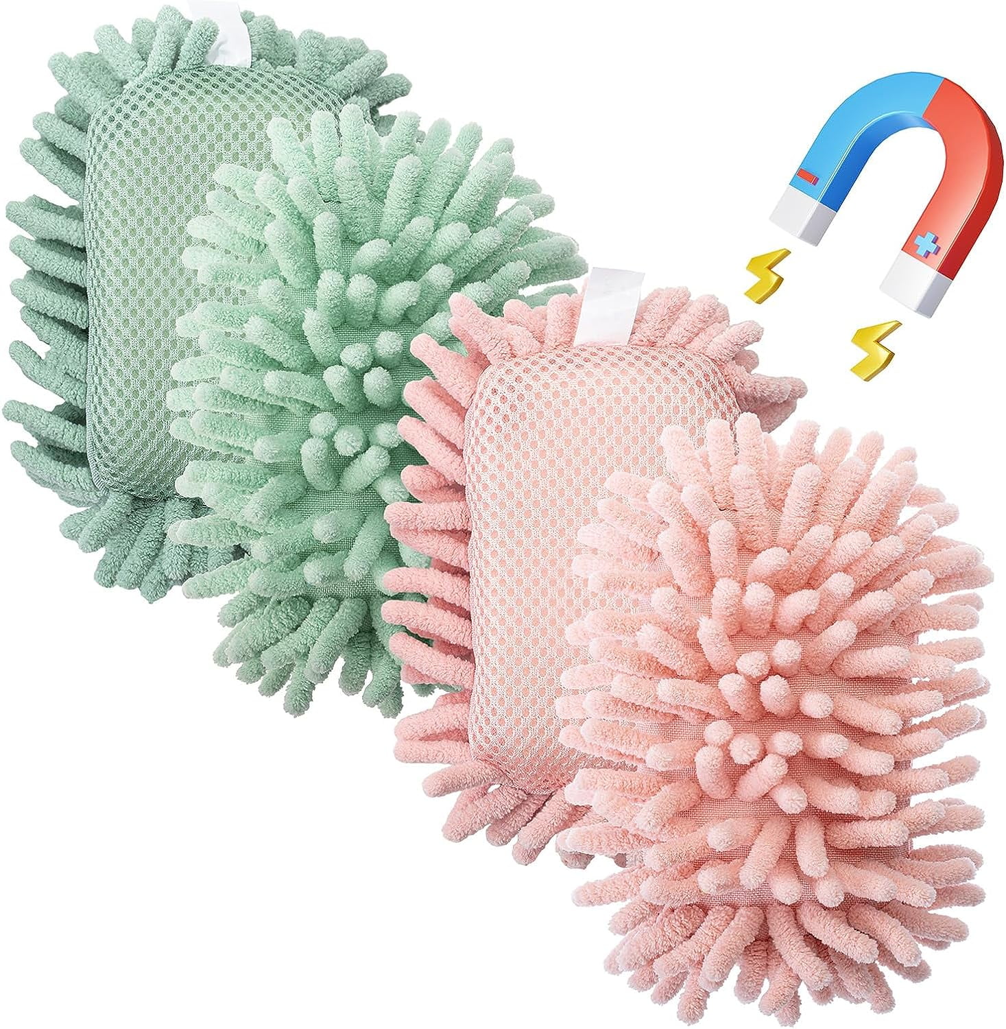Mochalight 4 pezzi in microfibra Shag lavagna gomma per pulizia spugna