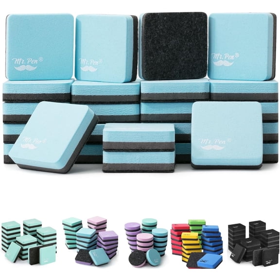 Mr. Pen- Mini Dry Erase Eraser, 24 Pack, Pastel Green, Magnetic Dry Eraser