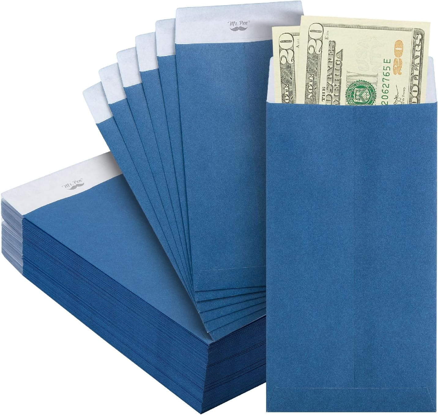 Mr. Pen- Money Envelopes for Cash, 100 Pack, 6.5" x 3.5", Blue Cash ...