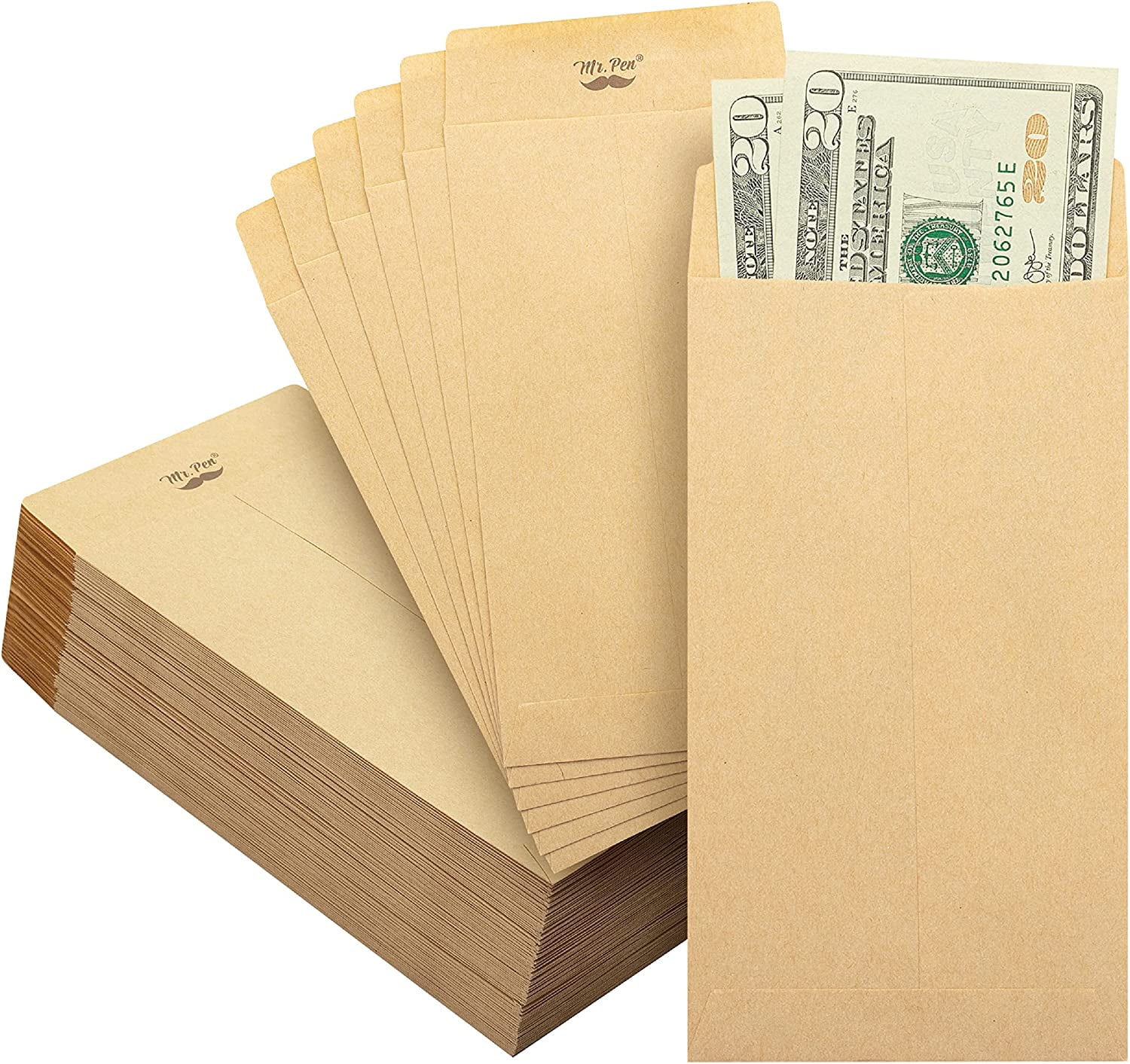 Mr. Pen Money Envelopes for Cash, 100 Pack, 6.5" x 3.5", Cash