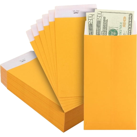 Mr. Pen- Money Envelopes for Cash, 100 Pcs, 6.5" x 3.5", Yellow Cash Envelopes, 100 Envelopes Money Saving Challenge, Money Saving Envelopes