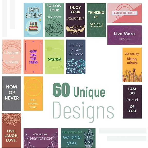 Mr. Pen Motivational Cards 60 Unique Designs Inspirational Note Cards Multicolor 60 Count